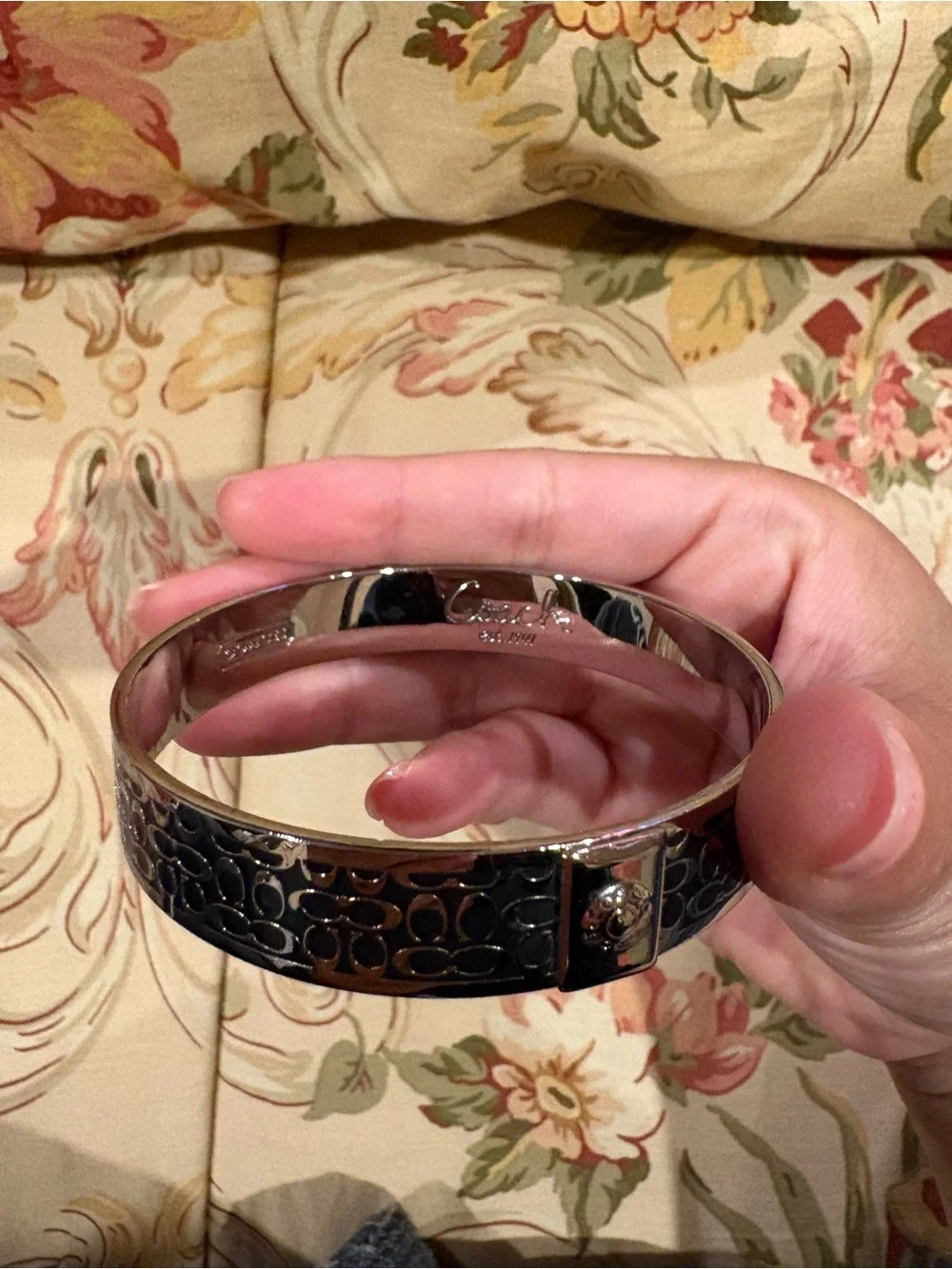 Coach Black Signature Bangle Bracelet